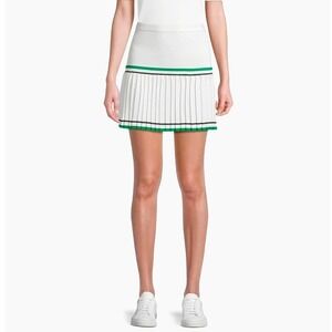 L'Etoile Sport Women's Knife Pleat Tennis Mini Skirt, Size L, White Green Black